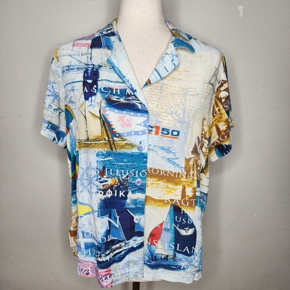 Vintage Jams World Women's Button Down Hawaiian Shirt Size medium - Picture 1 of 10